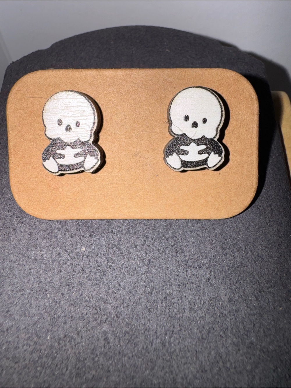 Kids Black and White Skeleton Stud Earrings - Cute Halloween Accessories